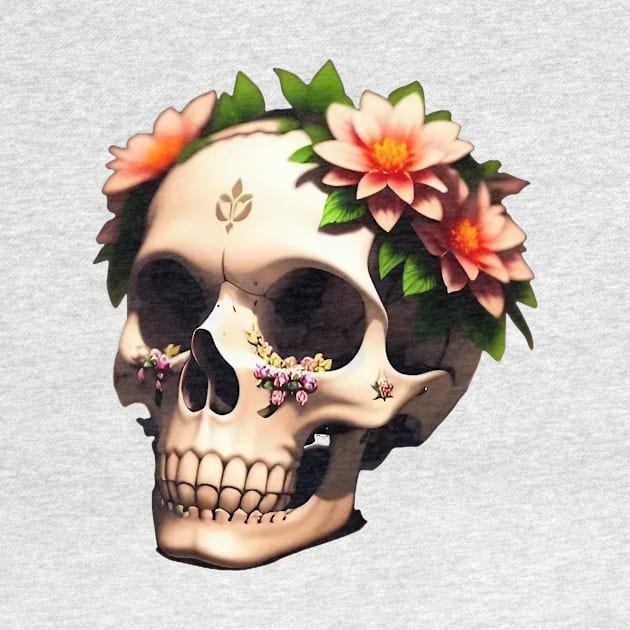 Just a Scull With Flowers 2 by Dmytro